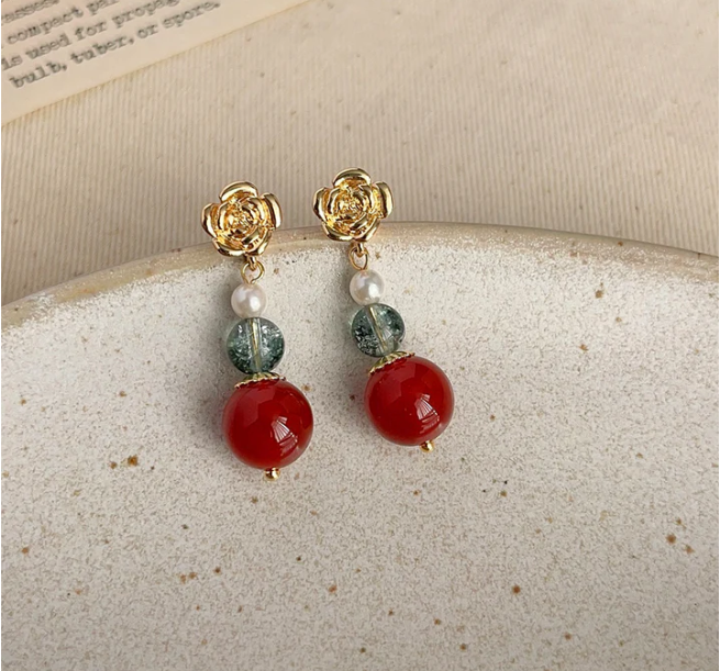 Red agate earrings