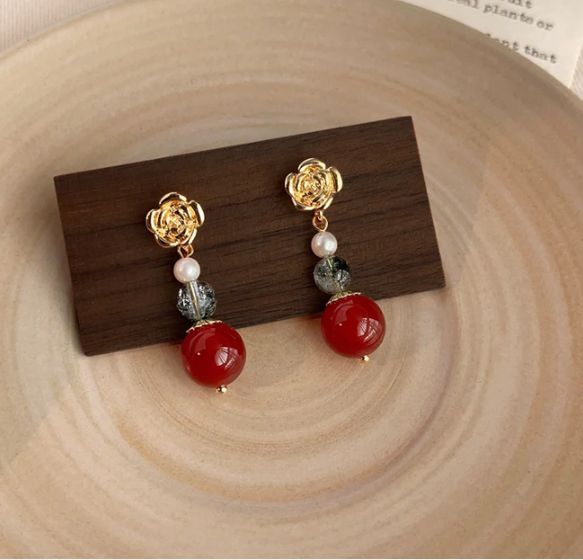 Red agate earrings